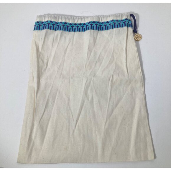 Tory Burch Shoe Dust Bag Drawstring 12 x 15" Cream Blue - Picture 2 of 5